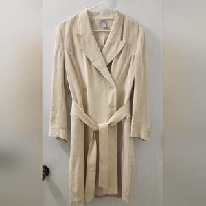Patrick‎ Collection Elegant Cream Double-Breasted Women's Trench Coat, Silk.
